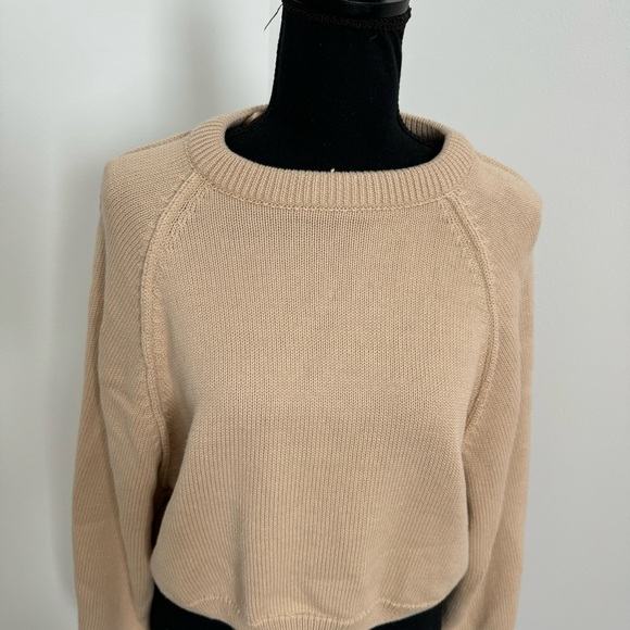Zara NWT Basic Knit Cropped Sweater Beige - Picture 10 of 13